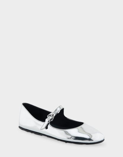 Aerosoles Mary Jane Flat in Silver Mirror Metallic