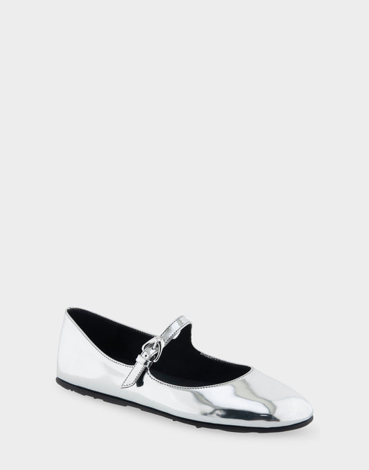Aerosoles Mary Jane Flat in Silver Mirror Metallic