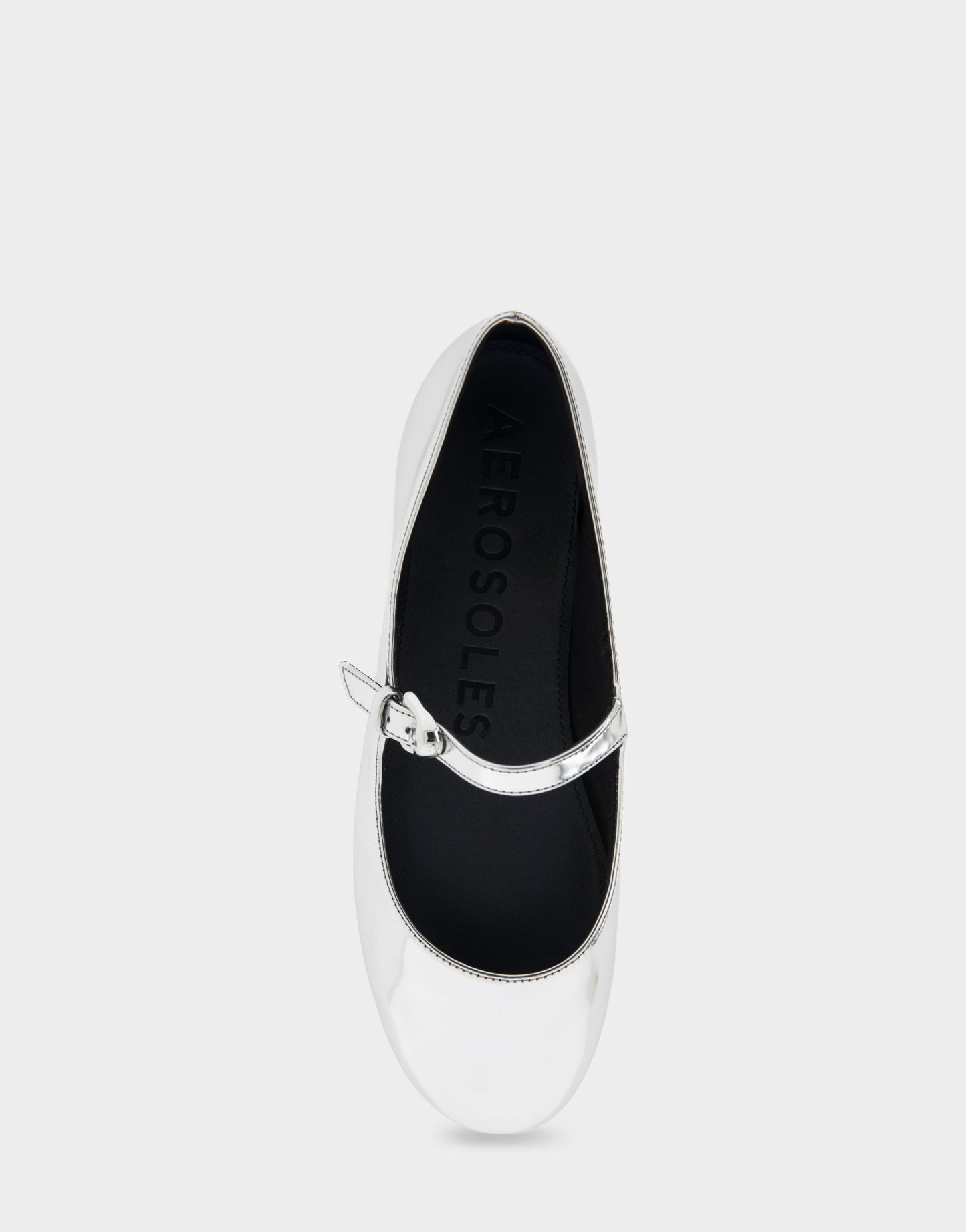 Aerosoles Mary Jane Flat in Silver Mirror Metallic
