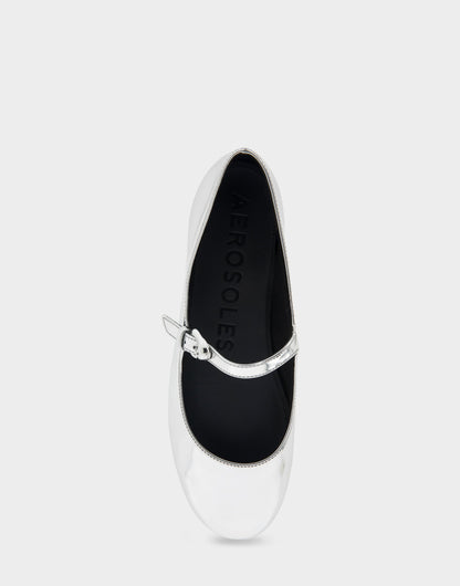 Aerosoles Mary Jane Flat in Silver Mirror Metallic