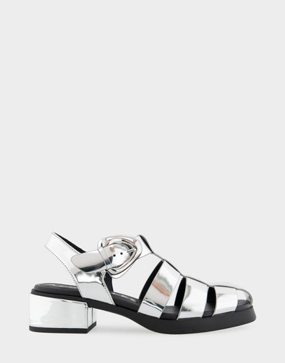 Aerosoles Fisherman Flats in Silver Mirror Metallic Faux Leather