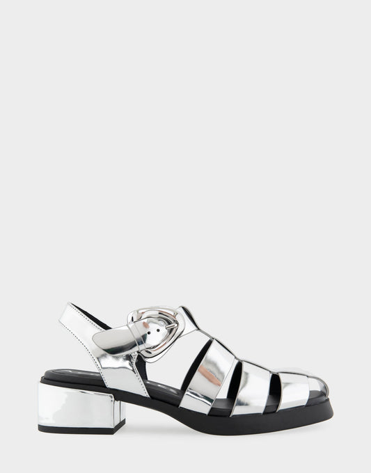 Aerosoles Fisherman Flats in Silver Mirror Metallic Faux Leather