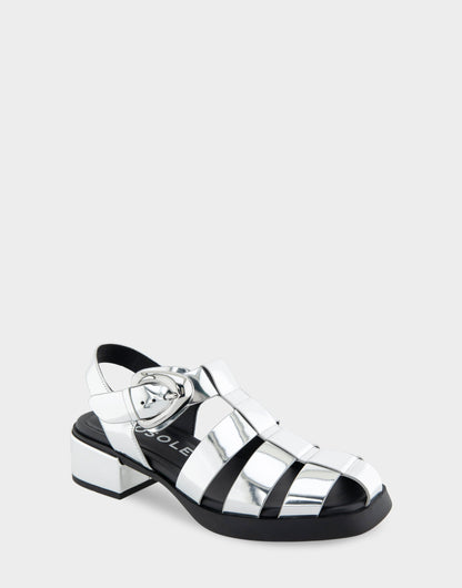 Aerosoles Fisherman Flats in Silver Mirror Metallic Faux Leather
