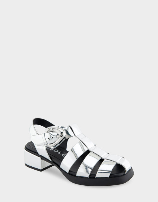 Aerosoles Fisherman Flats in Silver Mirror Metallic Faux Leather