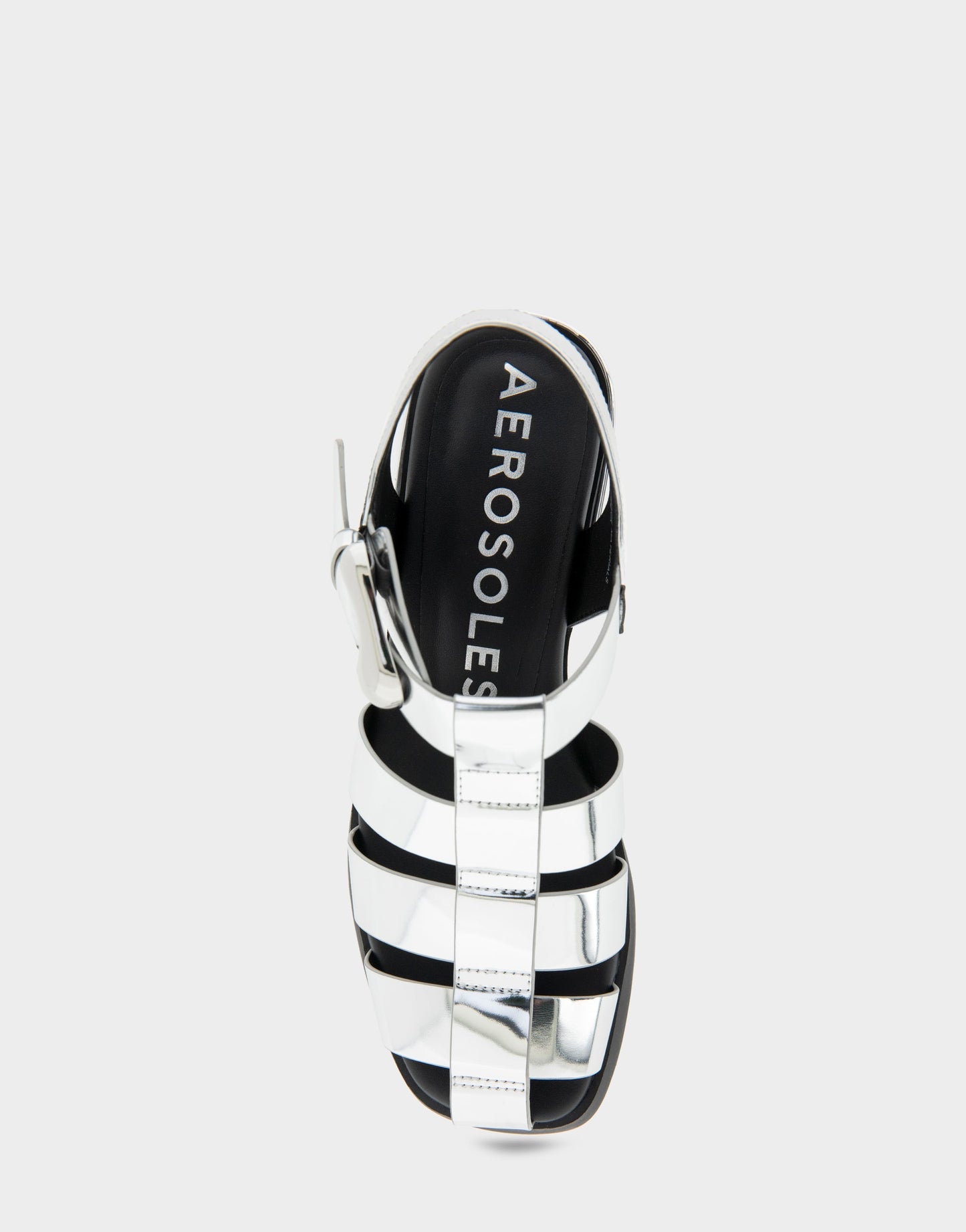 Aerosoles Fisherman Flats in Silver Mirror Metallic Faux Leather