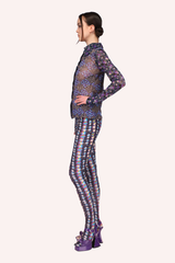 Floral Stripe Tights Turquoise Multi - Anna Sui Outlet