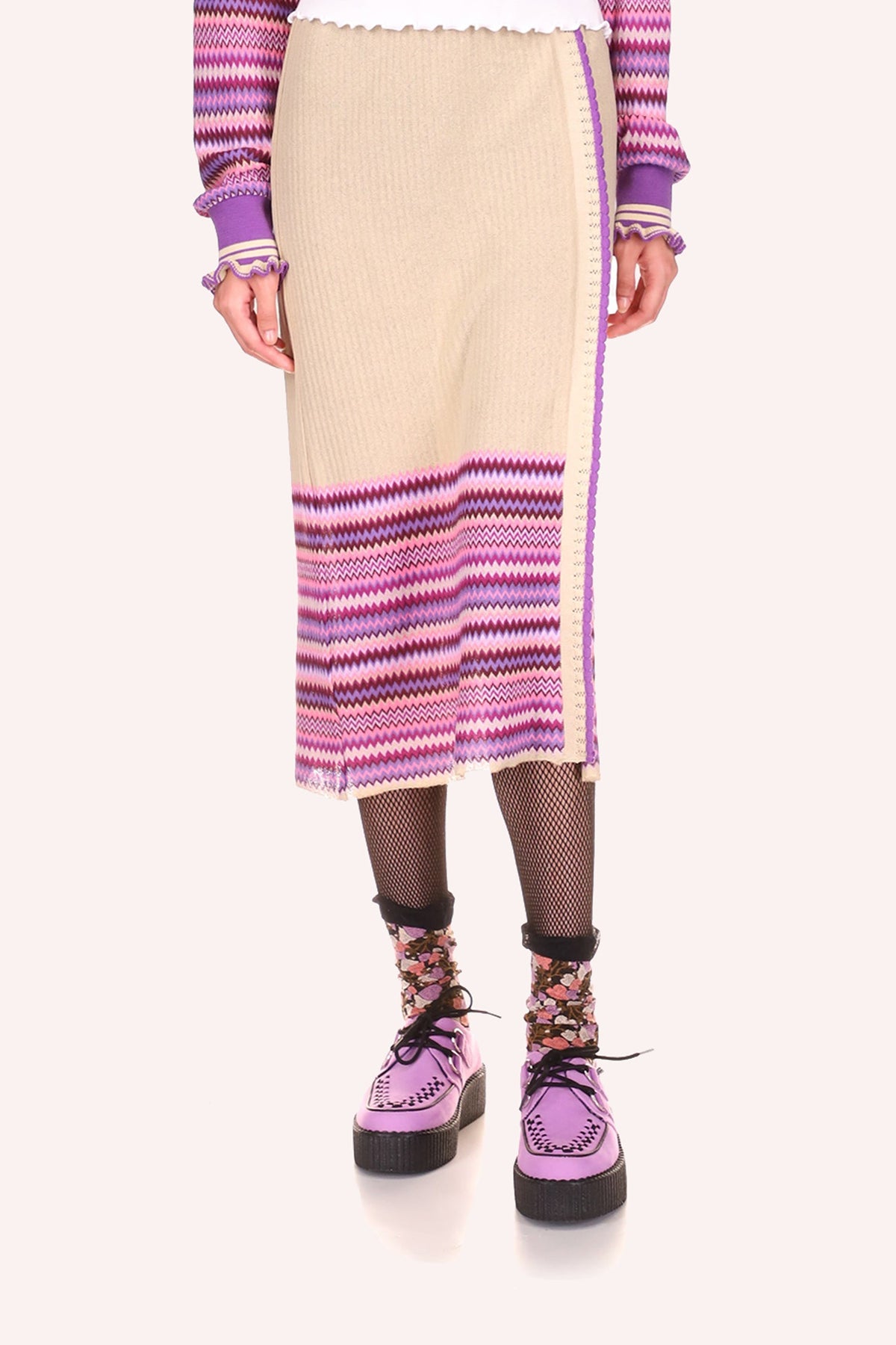 Tonal Zigzag Skirt - Anna Sui Online