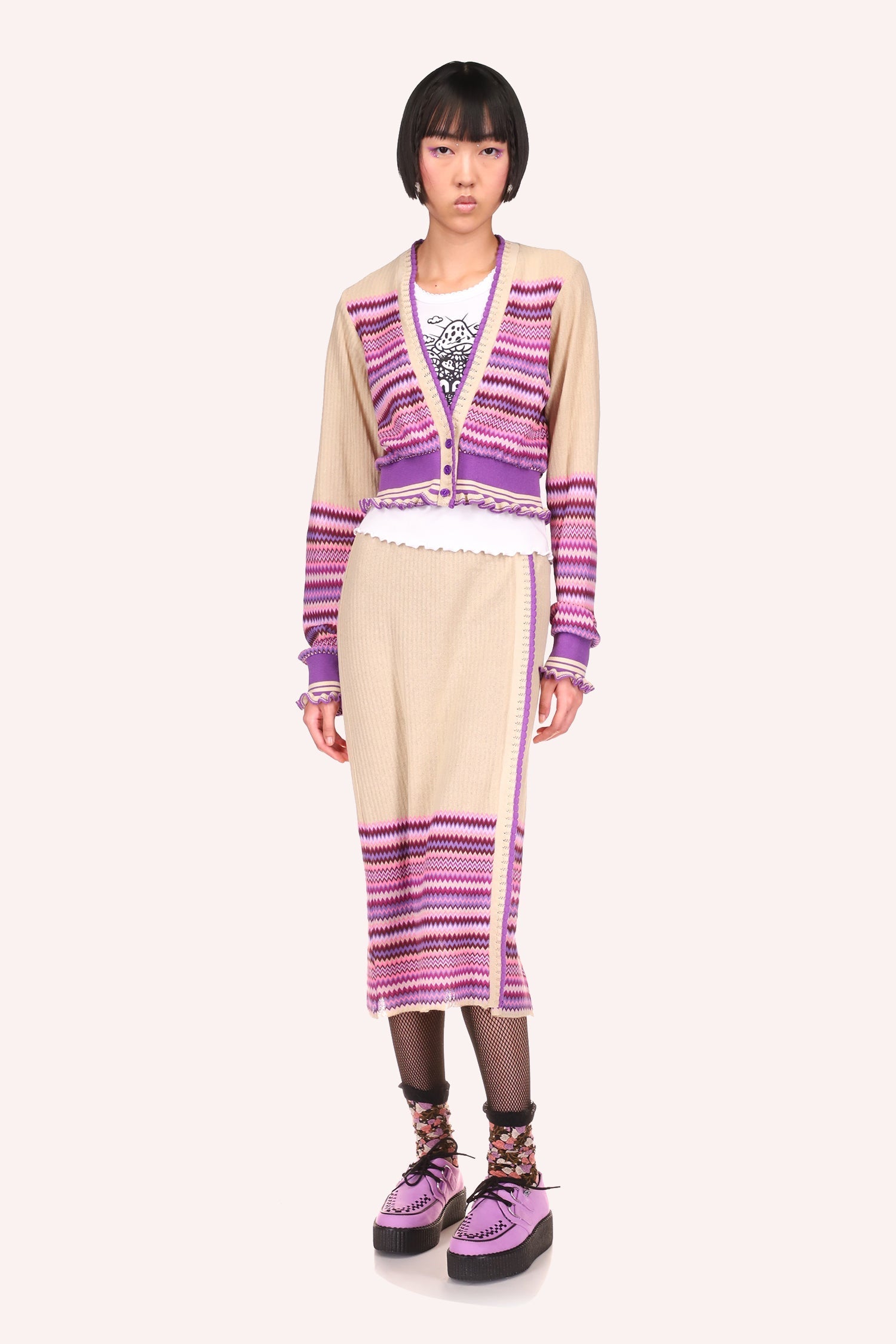 Tonal Zigzag Skirt - Anna Sui Online
