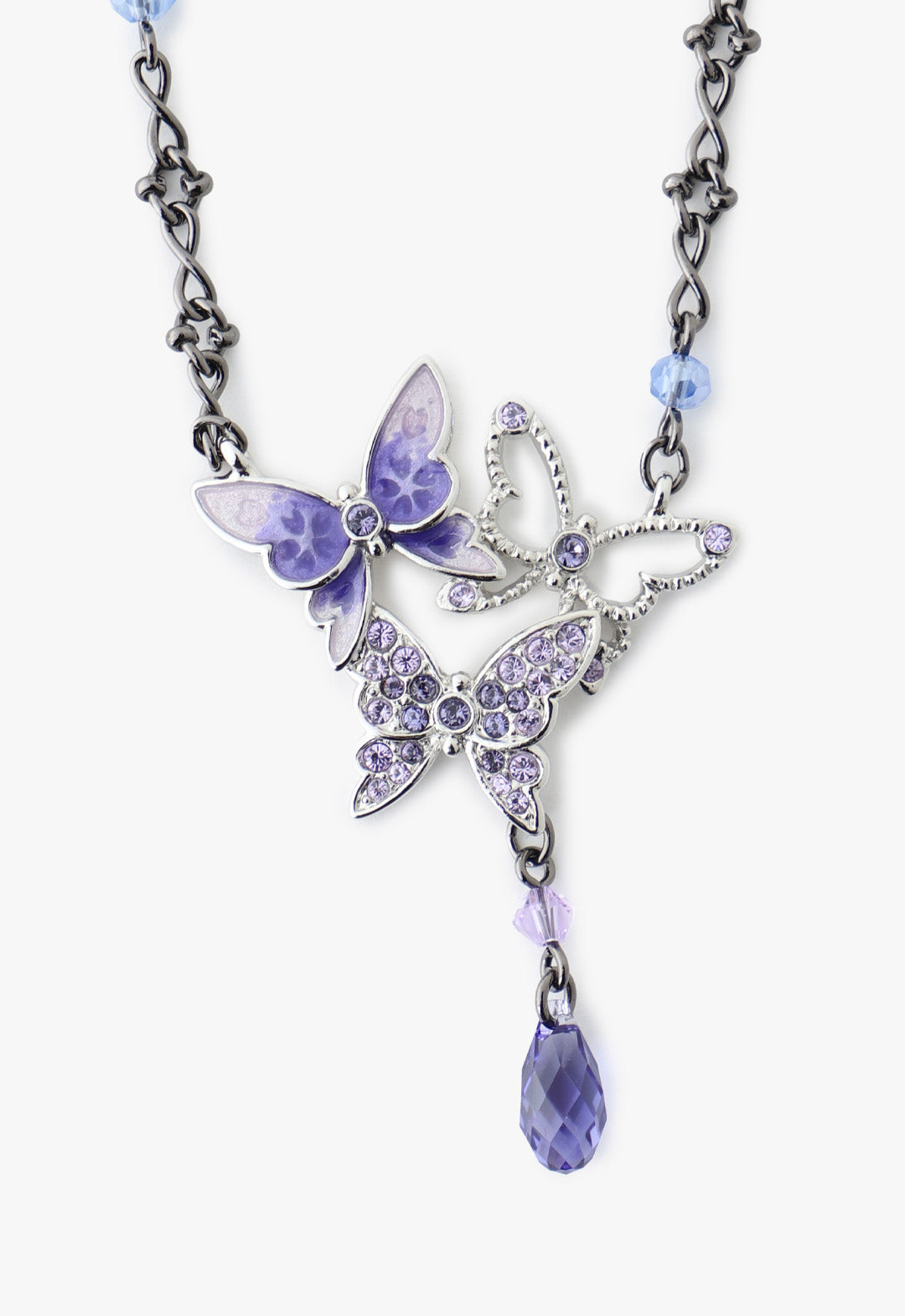 Bejeweled Butterfly Princess Necklace - Violet Gunmetal - Anna Sui Outlet