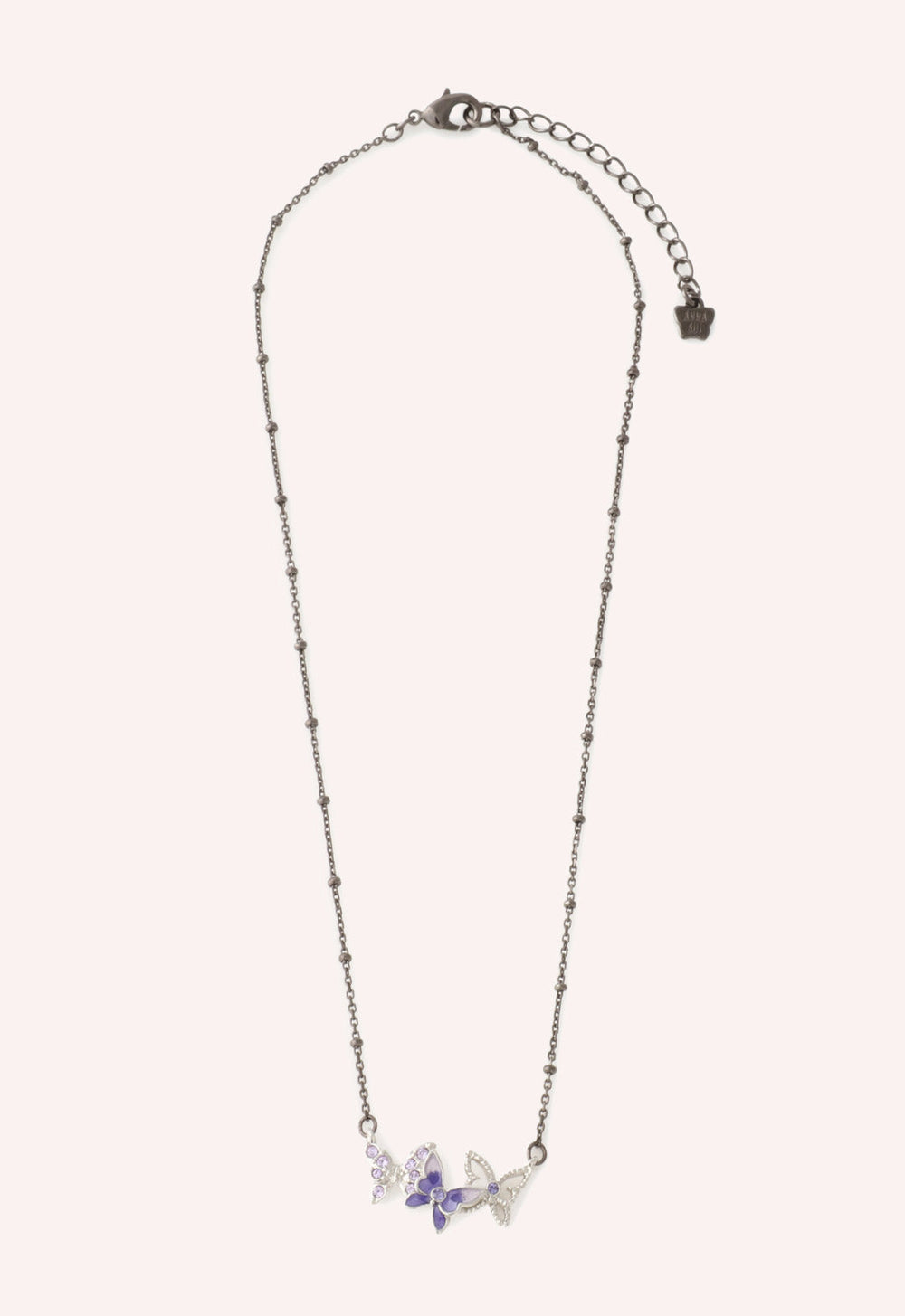 Bejeweled Butterfly Necklace - Violet Gunmetal - Anna Sui Sale