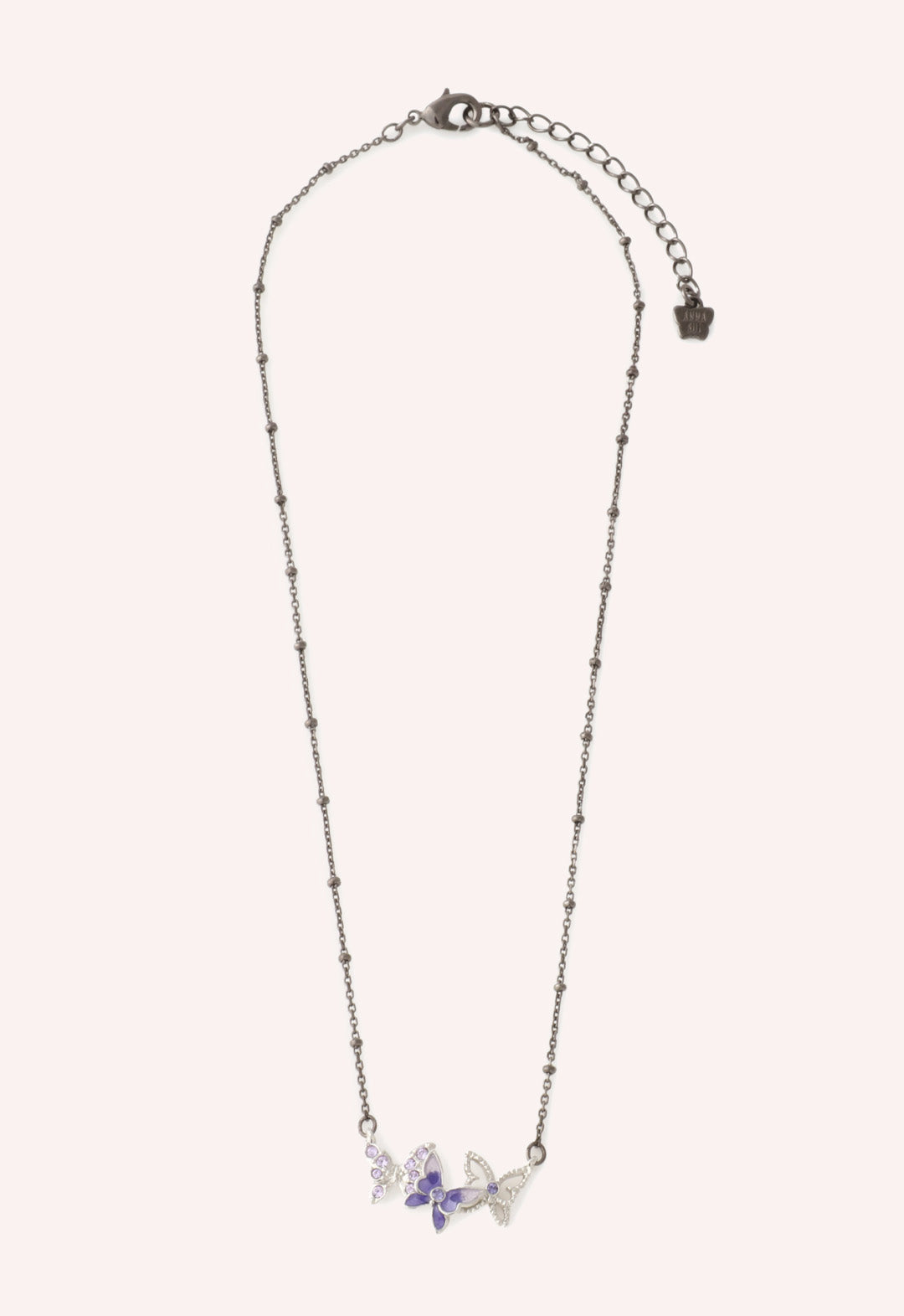 Bejeweled Butterfly Necklace - Violet Gunmetal - Anna Sui Sale