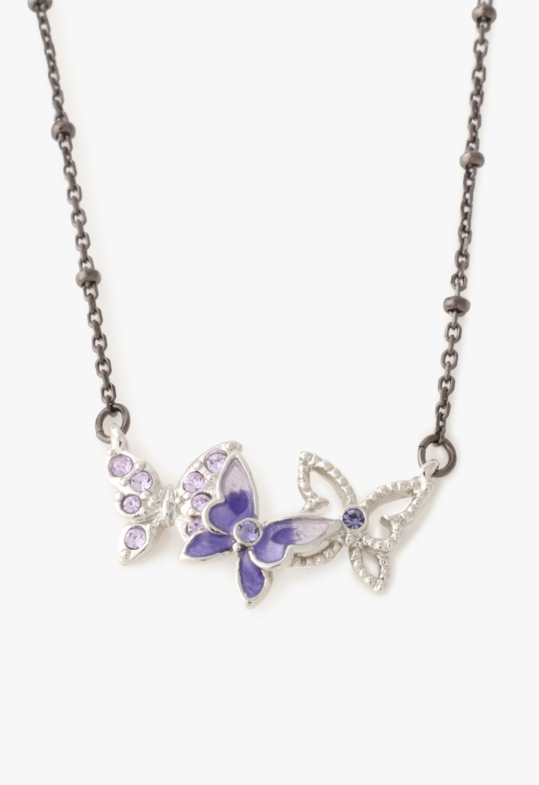 Bejeweled Butterfly Necklace - Violet Gunmetal - Anna Sui Sale