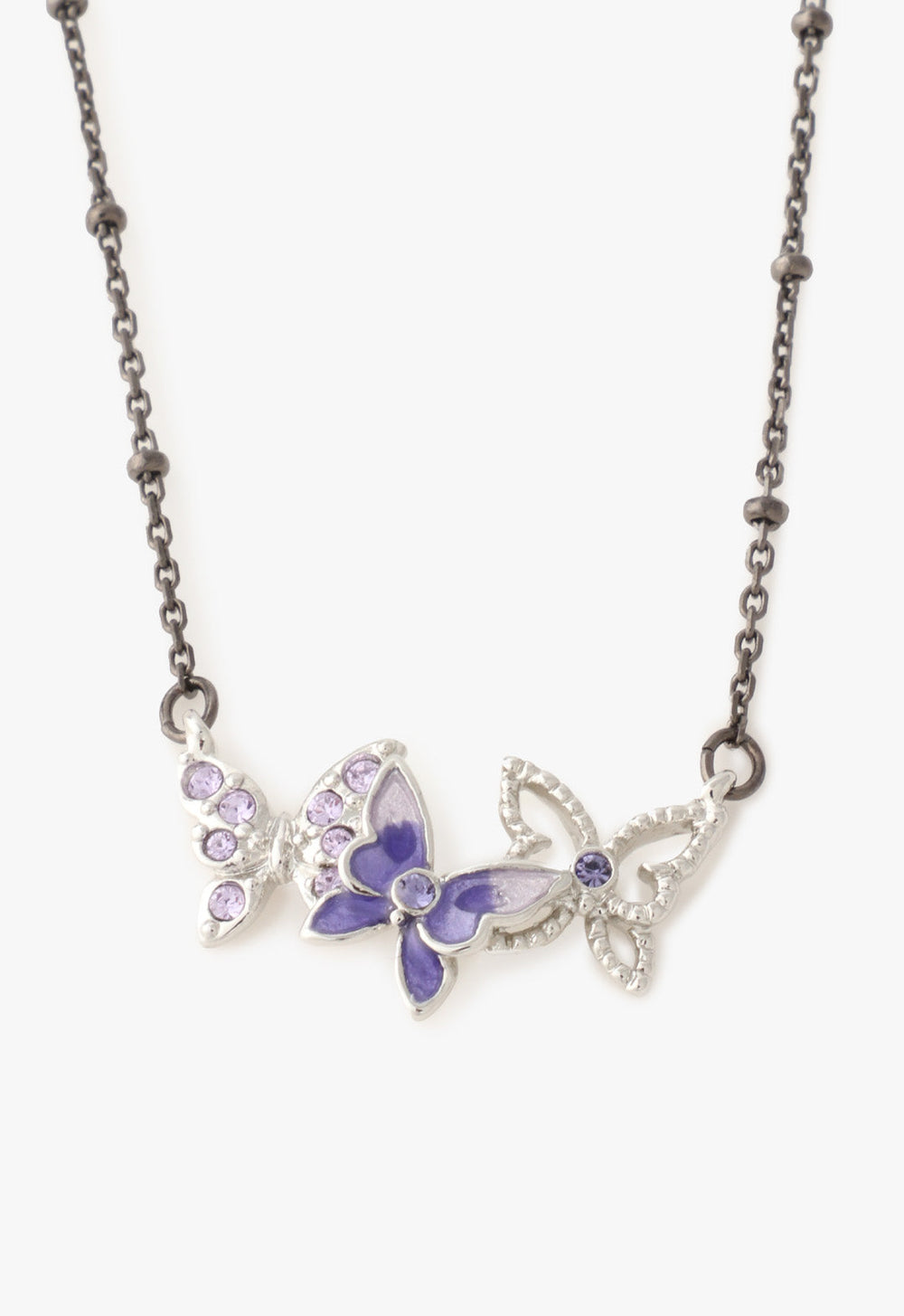 Bejeweled Butterfly Necklace - Violet Gunmetal - Anna Sui Sale