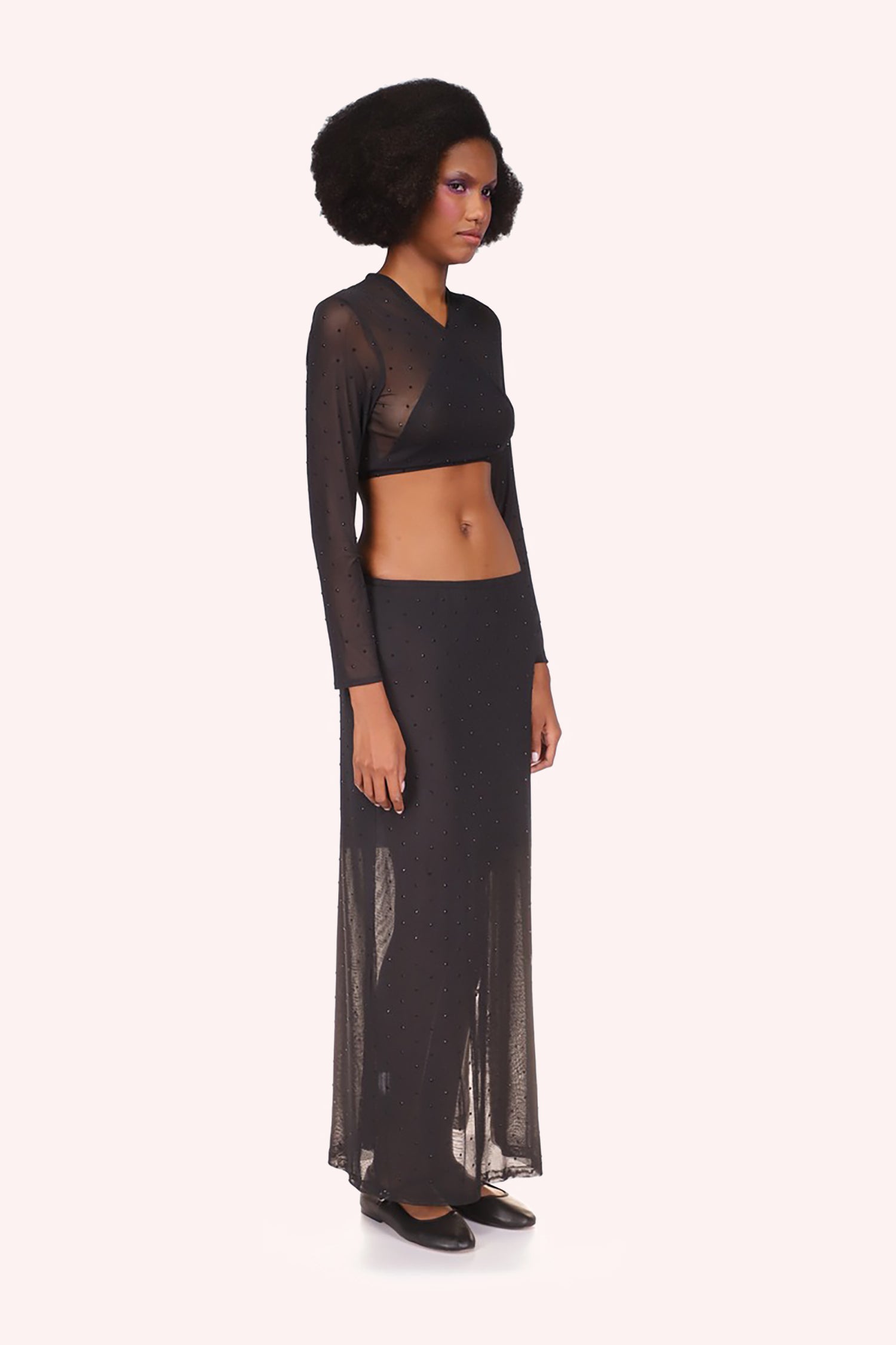Rhinestone Mesh Tie Top - Anna Sui US