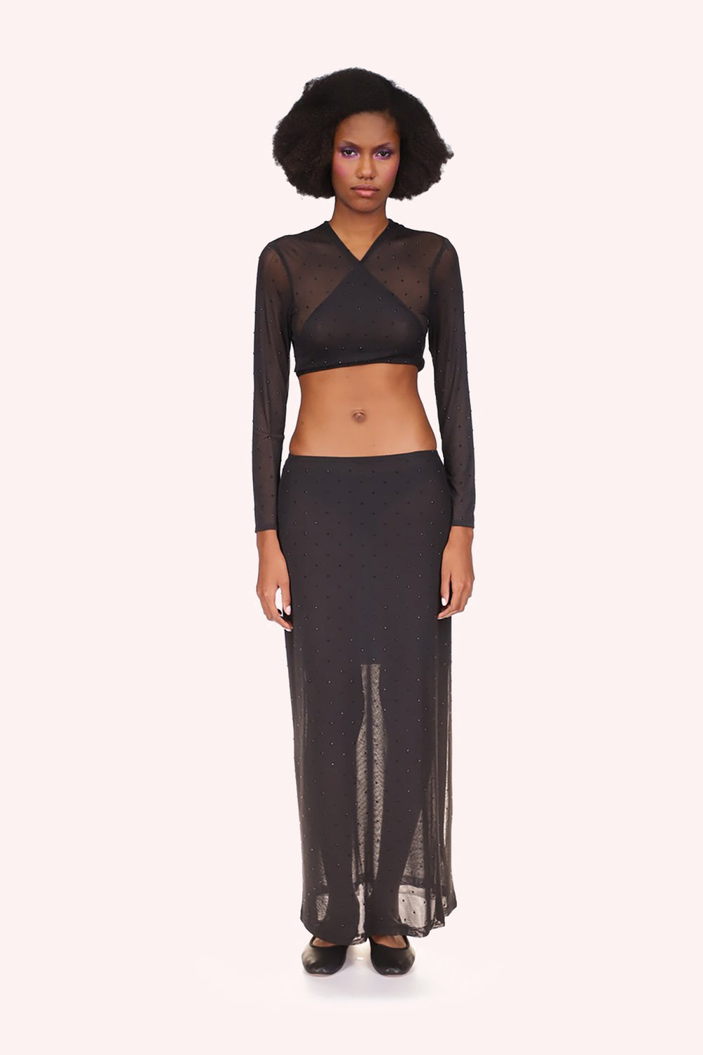Rhinestone Mesh Tie Top - Anna Sui US