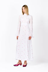 Cluny Lace Trimmed Floral Swiss Dot Maxi Dress - Anna Sui Discount