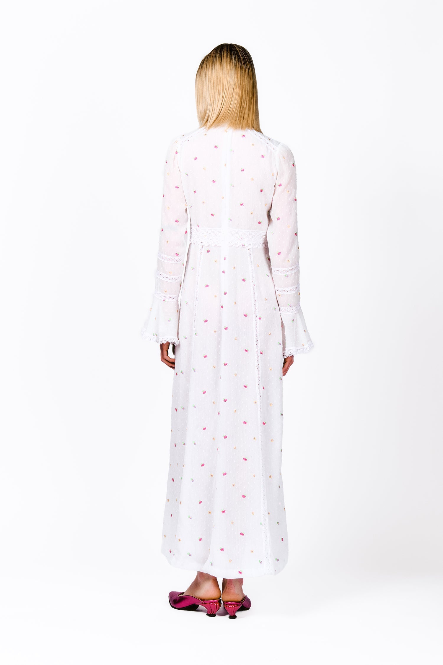 Cluny Lace Trimmed Floral Swiss Dot Maxi Dress - Anna Sui Discount