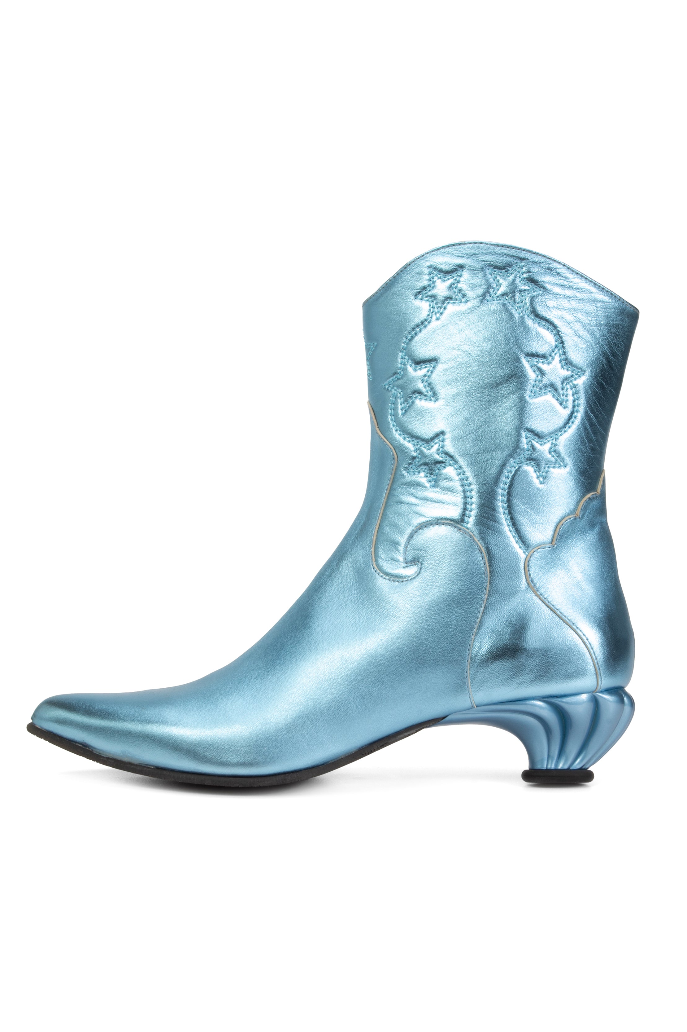 John Fluevog Western Boot - Metallic Blue - Anna Sui Outlet