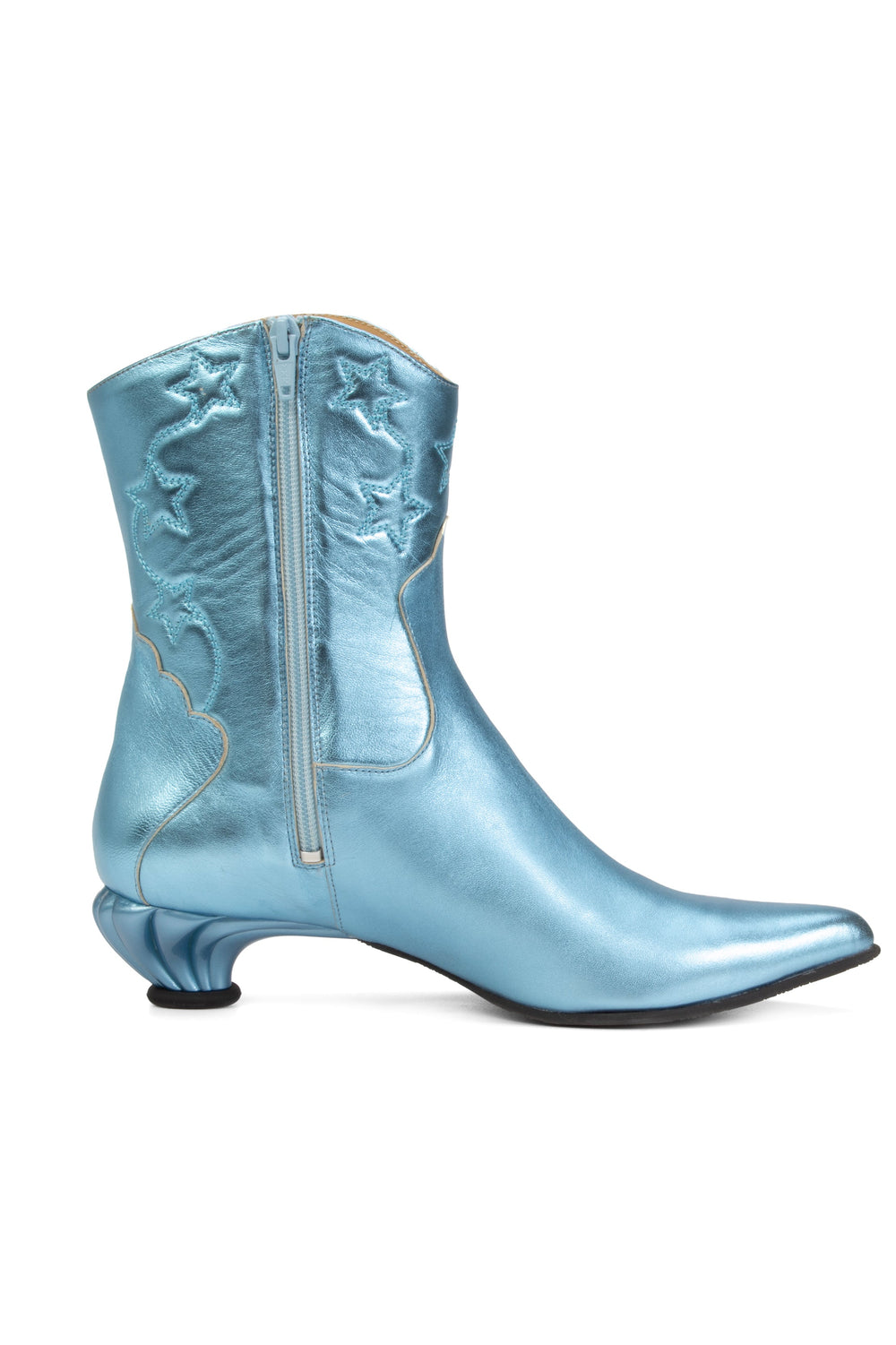 John Fluevog Western Boot - Metallic Blue - Anna Sui Outlet