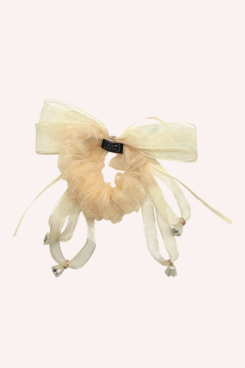 Nude Mesh Bow Flower Embellished Scrunchie - Anna Sui Sale
