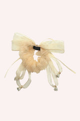 Nude Mesh Bow Flower Embellished Scrunchie - Anna Sui Sale