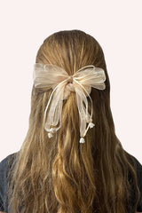 Nude Mesh Bow Flower Embellished Scrunchie - Anna Sui Sale