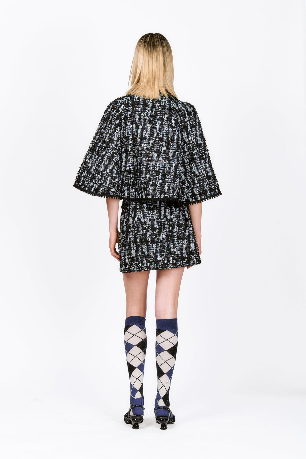 Cornflower Tweed Pleated Mini Skirt - Anna Sui Outlet