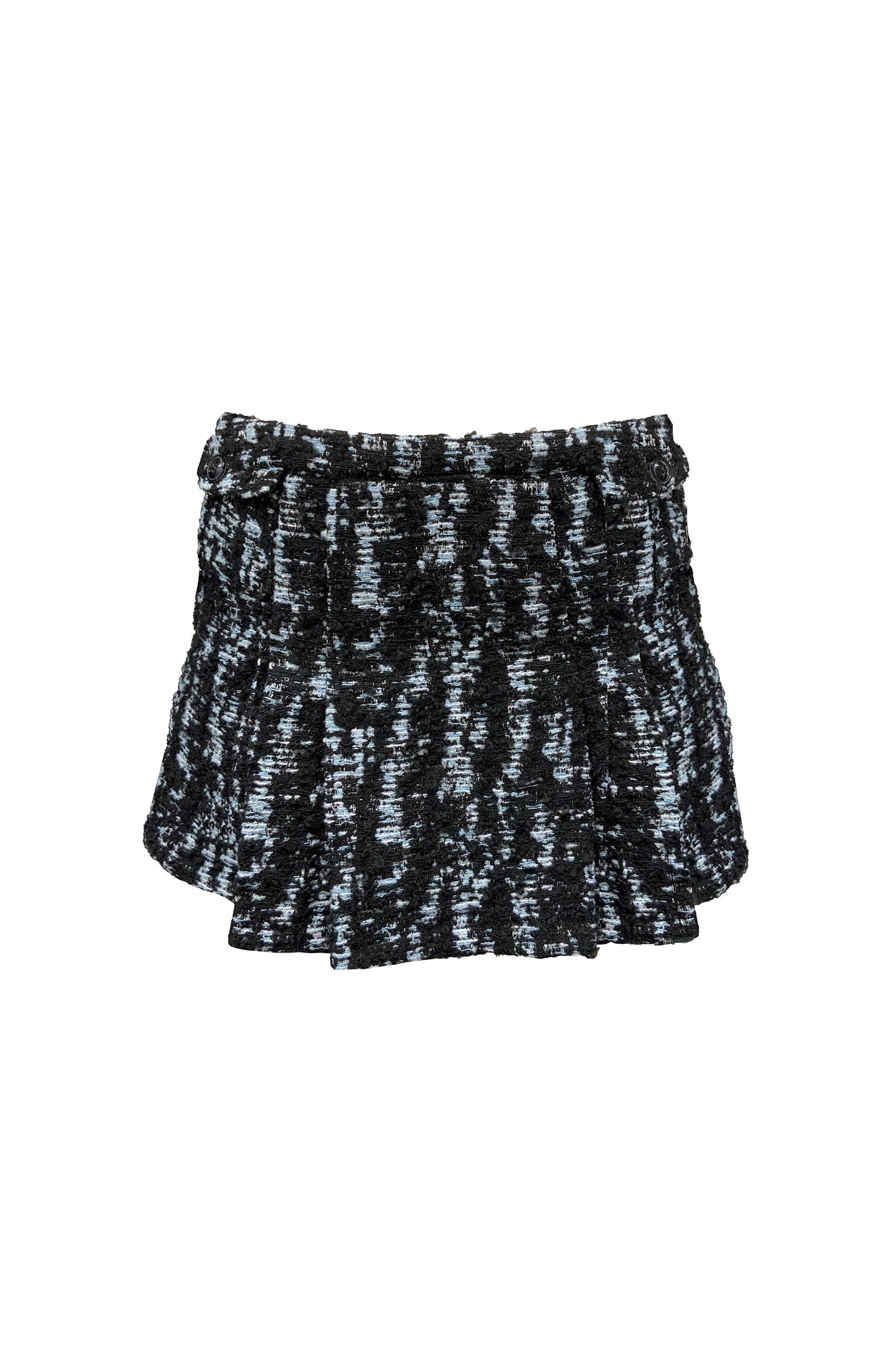 Cornflower Tweed Pleated Mini Skirt - Anna Sui Outlet