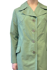 Vintage Sixties C&A Green Button Up Trench Coat - Anna Sui Online