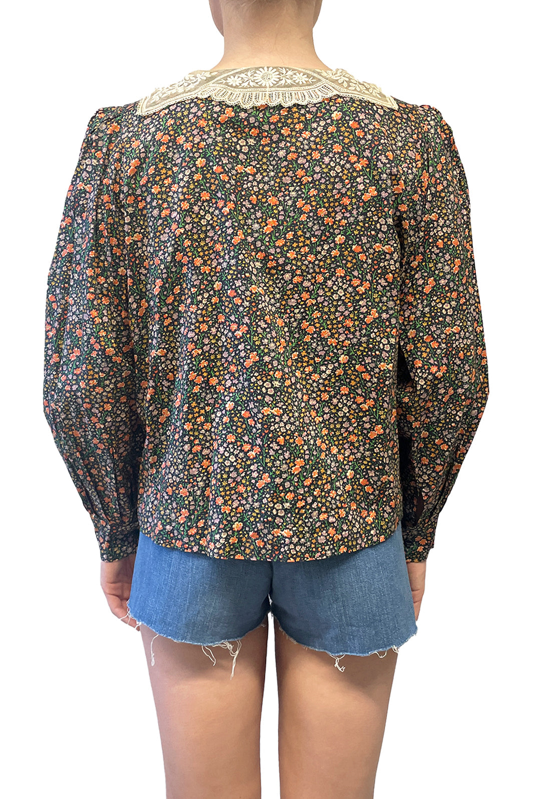 Vintage Lace Collared Floral Button Up Blouse - Anna Sui Outlet